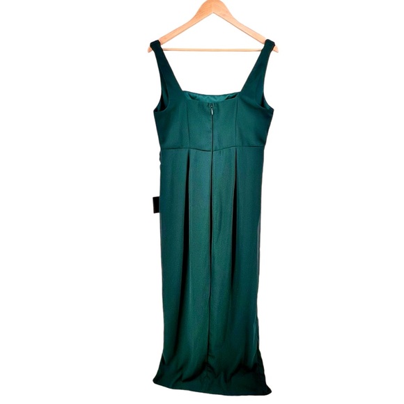 Lulus NWT Glamorous Disposition Emerald Green Ruched Maxi Dress Sz XL Front Slit - Picture 3 of 15